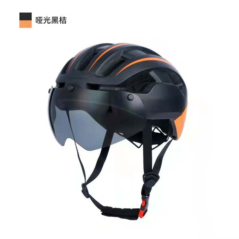 夏季外卖代驾带风镜一体头盔山地自行车骑行运动哑光带尾灯安全帽