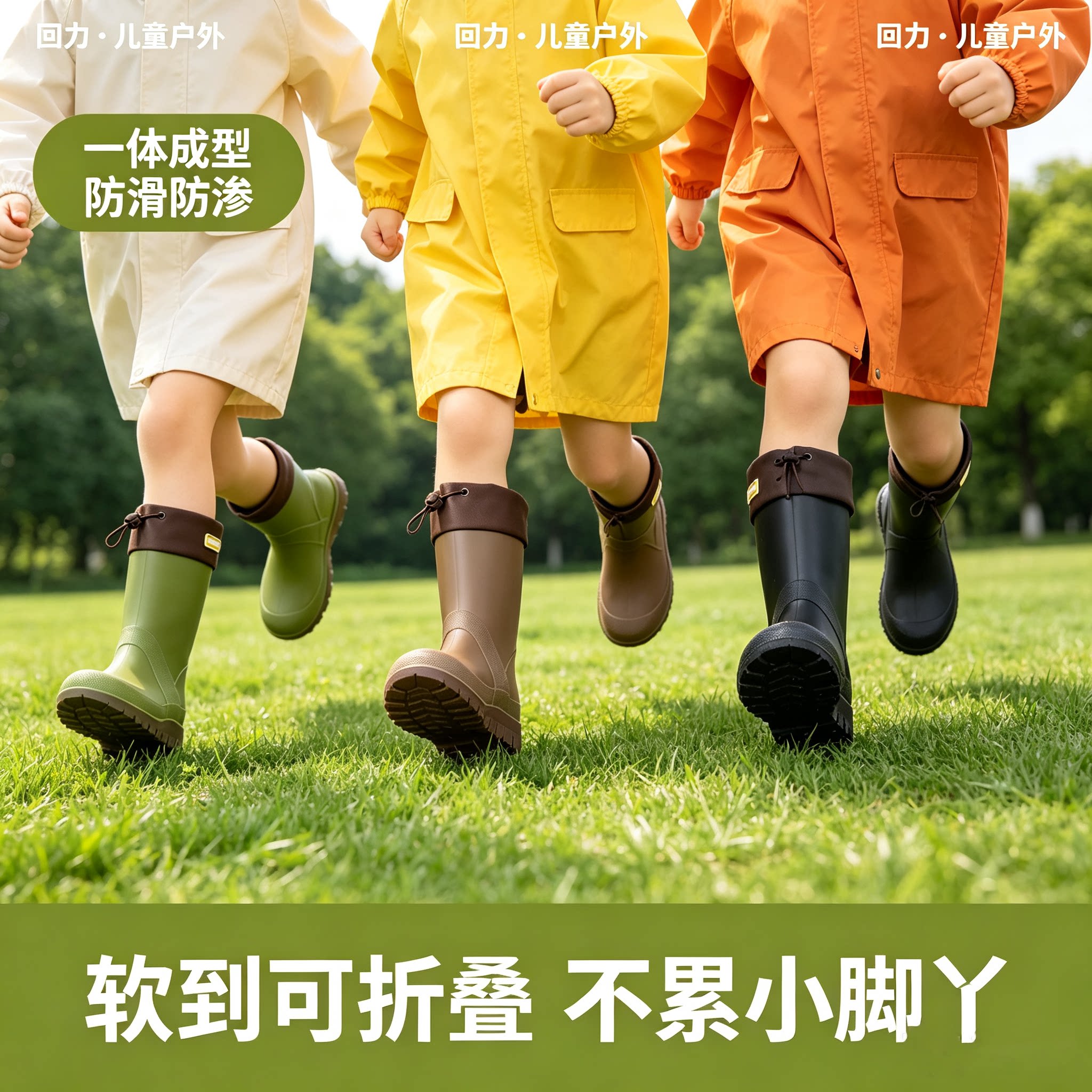 回力儿童可折叠防滑防水雨鞋