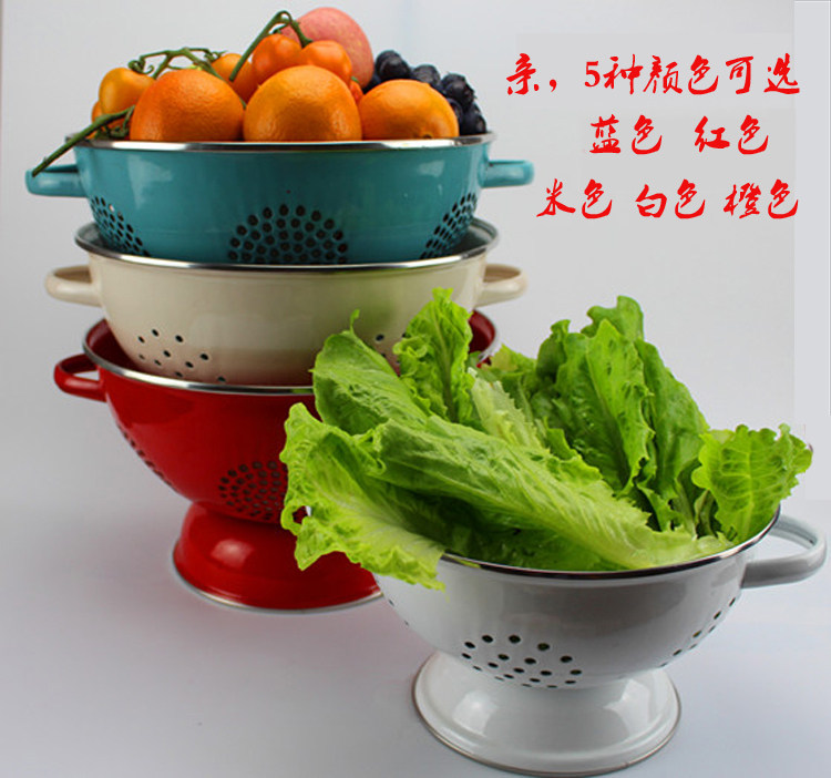 复古水果盘创意搪瓷水果篮\蔬菜蓝瓜\果盘干果盘沥水篮包邮