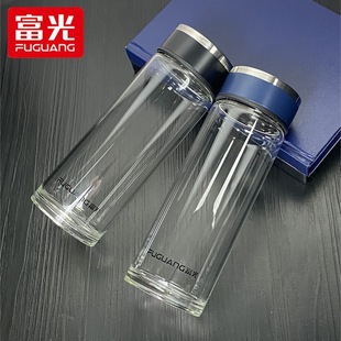 富光单层玻璃杯男女士泡茶杯透明加厚办公水杯子便携带盖带G2116