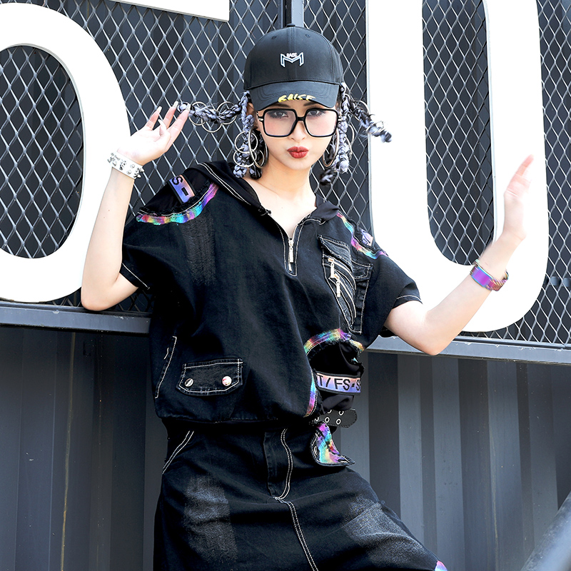 美式复古外套女2025夏季上衣个性时髦独特短袖卫衣又a又飒女装潮