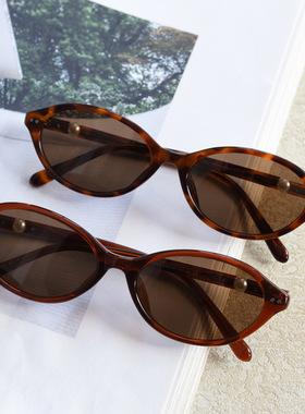 LY2462偏光小椭圆框太阳镜时尚珍珠款TR90墨镜女椭圆猫眼太阳眼镜