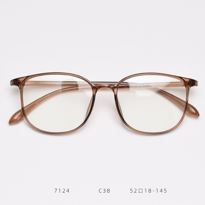 7124韩系7克眼镜男女TR90素颜防蓝光辐射茶色平光眼睛架近视配镜