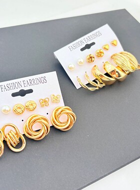 Circular earrings女金属圆圈耳钉创意几何麻花圆圈耳环新款耳饰