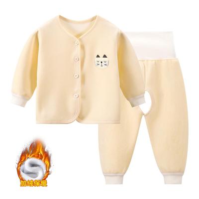 婴儿加绒保暖高腰内衣套装