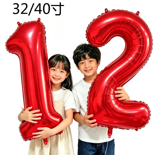 32/40寸红色数字铝膜气球寿宴
