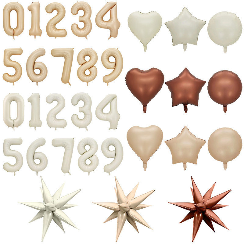 40寸数字气球焦糖色奶白色心形