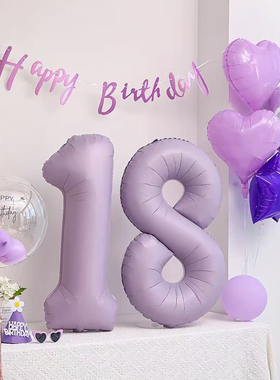 ins风40寸奶油紫色铝膜数字气球儿童生日派对周岁装饰浅紫数字