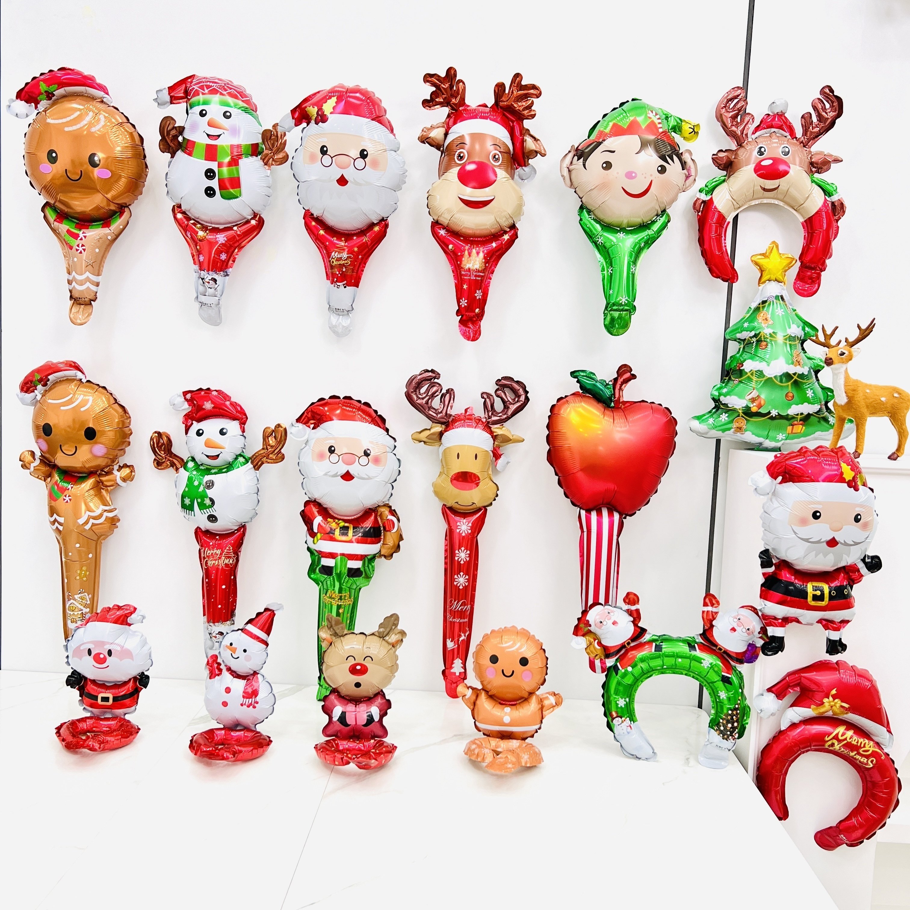 圣诞节头箍气球圣诞帽老人雪人