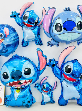 新款星际宝贝粉蓝色史迪仔铝膜气球儿童生日派对装饰安琪萝莉气球