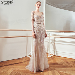 名媛生日宴显瘦年会礼服 长袖 zuhairmurad敬酒服新娘2022新款 修身