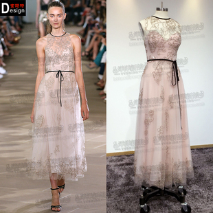 日常轻奢连身裙2022新款时尚名媛参加婚礼聚会晚宴中长小礼服夏季