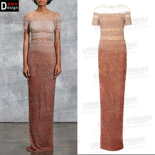 一字肩显瘦鱼尾裙结婚敬酒服2023新款 奢华订婚生日晚宴年会长礼服