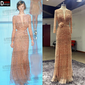 新娘结婚敬酒服2023新款 深V领显瘦订婚晚宴会年会奢华露背晚礼服