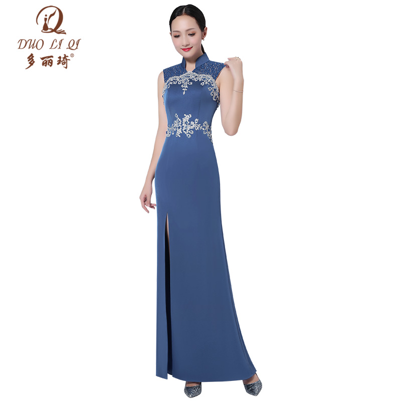 多丽琦修身显瘦礼服复古长款旗袍