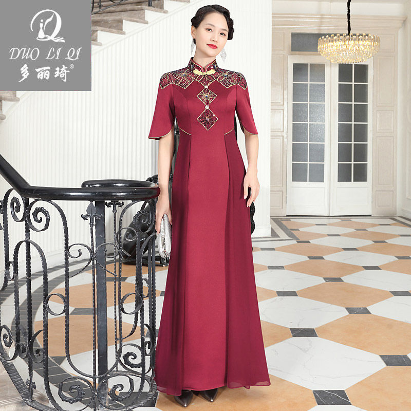 多丽琦名媛高端走秀演出服2025年新款复古改良旗袍气质显瘦连衣裙,女装/女士精品,旗袍,淘宝优惠券,粉丝福利购,淘宝优惠卷