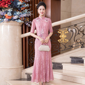 连衣裙妈妈礼服年轻结婚 旗袍轻奢优雅活动修身 多丽琦新品 改良款