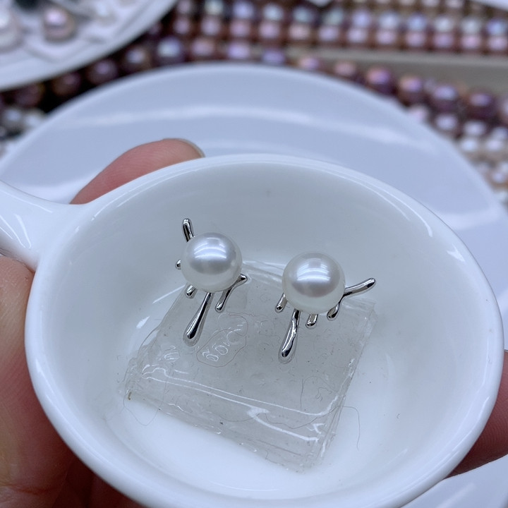 8-9海水澳白纯银耳钉圆微巴,珠宝/钻石/翡翠,颈饰,淘宝优惠券,粉丝福利购,淘宝优惠卷