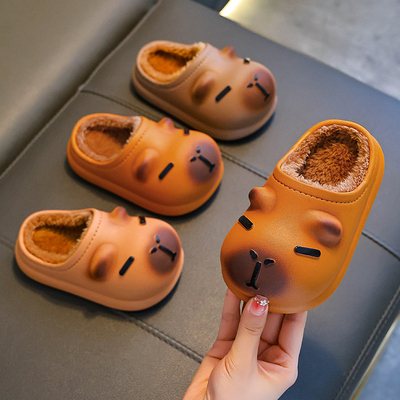 冬卡通可爱防滑防水男女童棉拖鞋