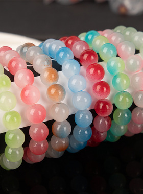 颜色超美渐变色手链弹力果冻色甜美串珠手串地摊玻璃手链配饰