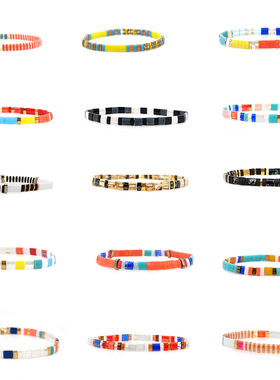 波西米亚风Tila彩虹情侣手链