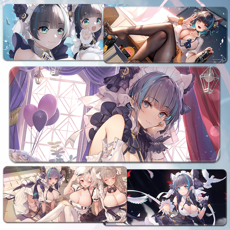 柴郡鼠标垫碧蓝航线桌垫加厚锁边