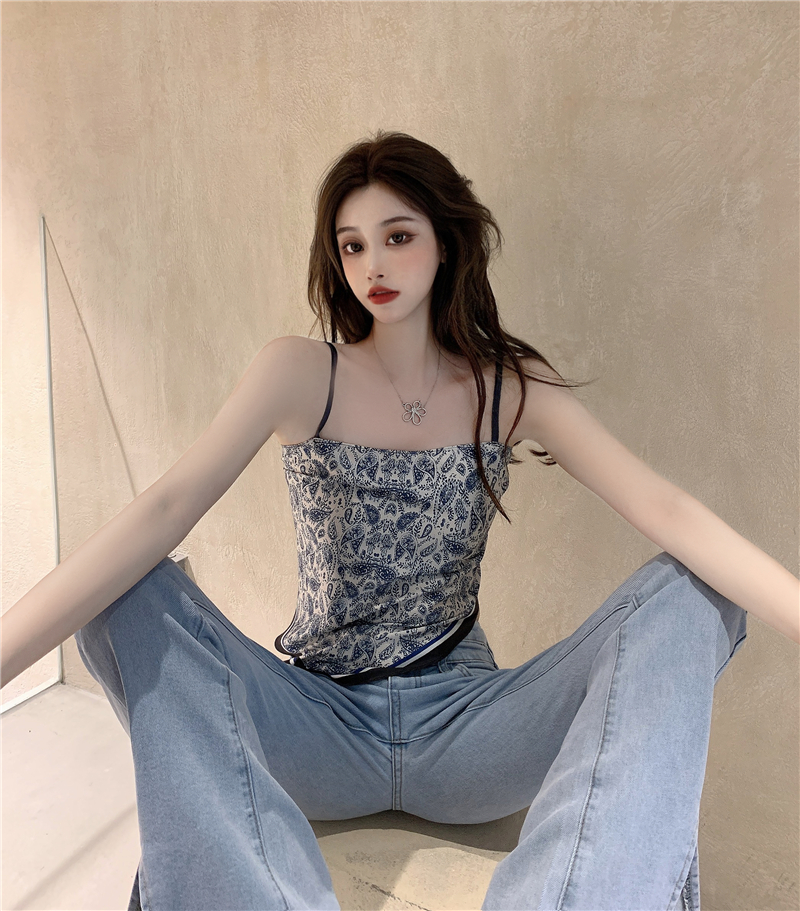 Real price real shot super-a pure desire ~ short design and color niche design inspiration belly pocket irregular retro suspender vest