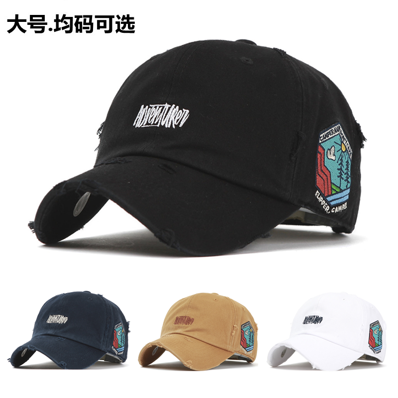 韩国做旧字母刺绣情侣鸭舌帽子