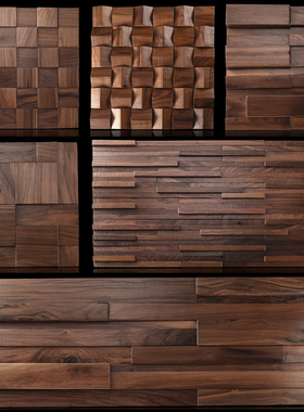 包邮北美黑胡桃 实木原木马赛克 木板背景墙装饰 二次余数扩散板