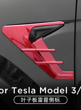 适用特斯拉model3/Y叶子板雷霆侧标摄像头装饰罩保护盖改装20-25