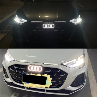 适用奥迪四环标改装Q3q5q2中网标A3A5A6a4L动态RS3中网车前带灯标