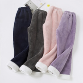 法兰绒家居裤 睡裤 珊瑚绒居家裤 子加绒保暖冬季 女长裤 加厚羊羔绒裤