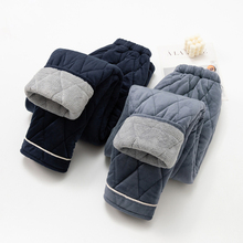 冬季男士加绒加厚睡裤男款法兰绒三层夹棉大码珊瑚绒男保暖家居裤