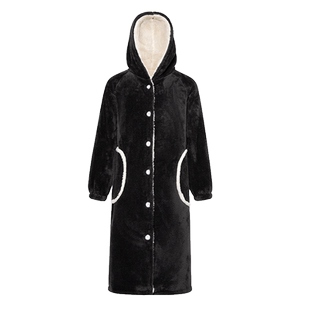 冬季珊瑚绒睡袍男加绒加厚外套加长款法兰绒冬款男士长袍浴袍睡衣