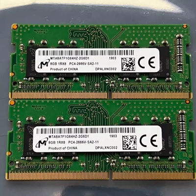 镁光MTA8ATF1G64HZ-2G6D1 8G 1RX8 PC4-2666V-SA2 DDR4笔记本