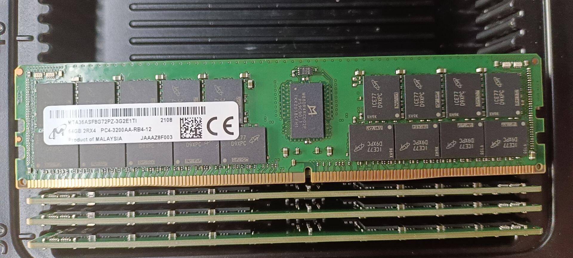 镁光MTA36ASF8G72PZ-3G2E1 64G 2RX4 PC4-3200AA REG ECC 内存条