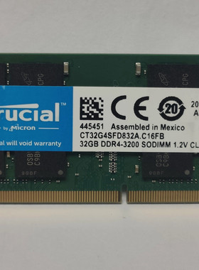crucⅰal英睿达32GB DDR4-3200笔记本内存条CT32G4SFD832A.C16FB