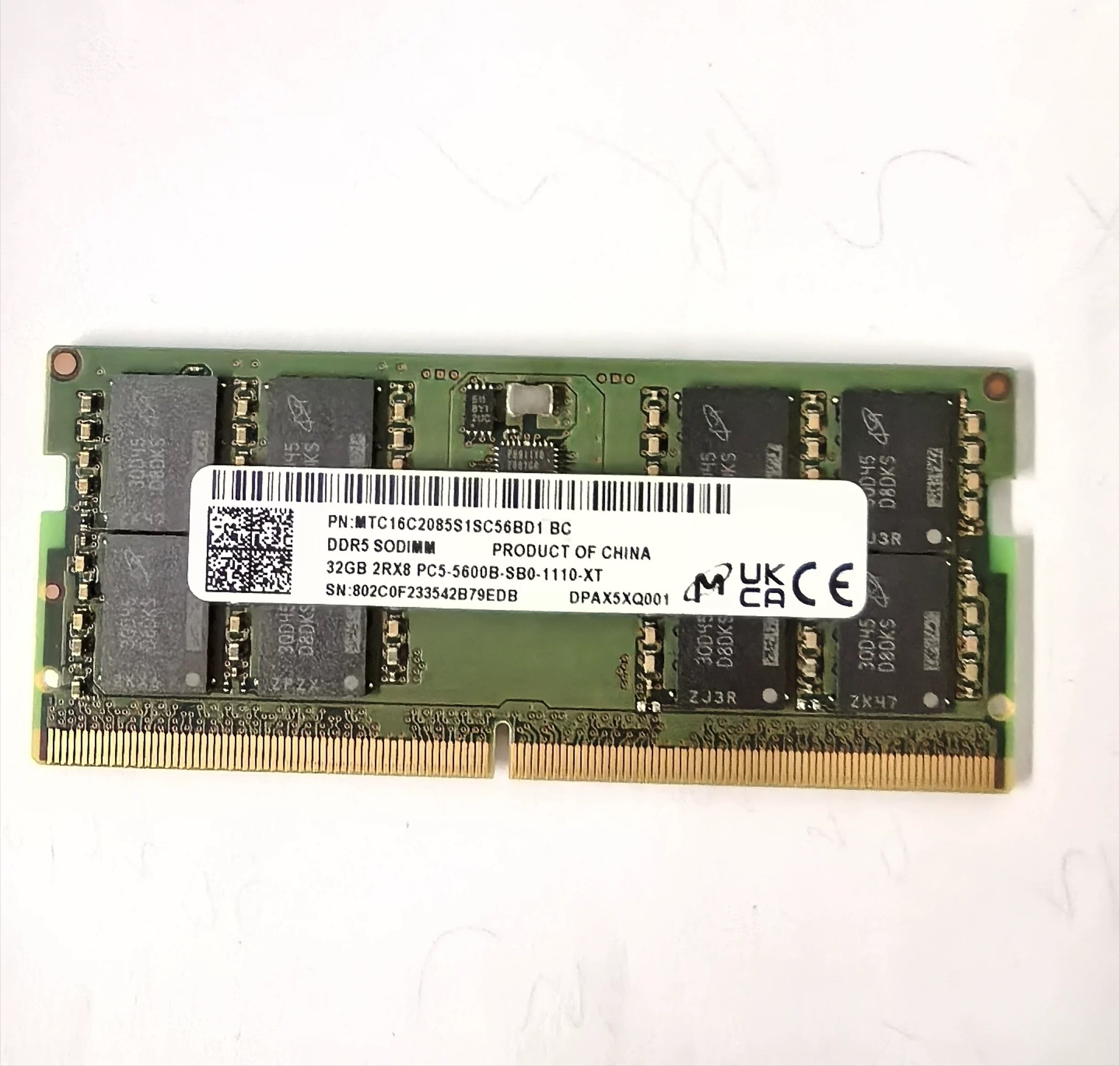 镁光32G 2RX8 PC5-5600B DDR5笔记本内存MTC16C2085S1SC56BD1原厂