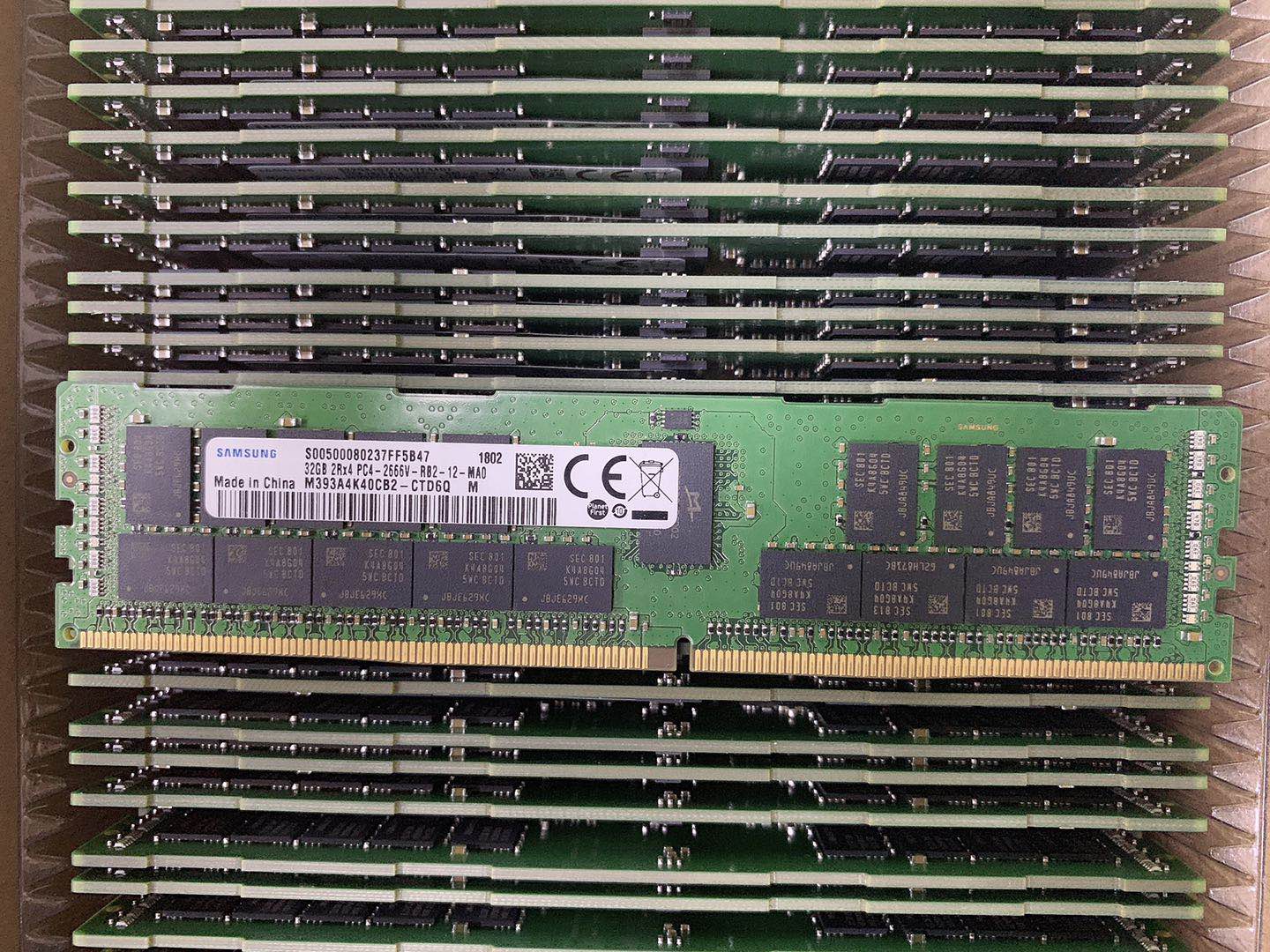 三星 M393A4K40BB2-CTD6Q 32G 2RX4 PC4-2666V DDR4 RDIMM内存