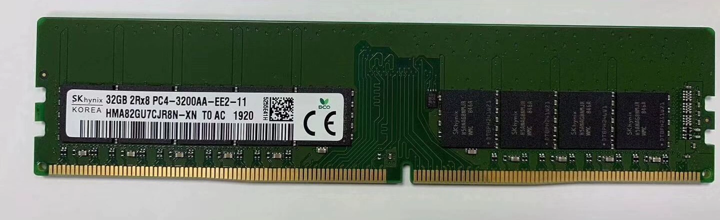 SK 32G 2RX8 PC4-3200AA DDR4 3200 纯ECC 内存 HMA82GU7CJR8N-XN