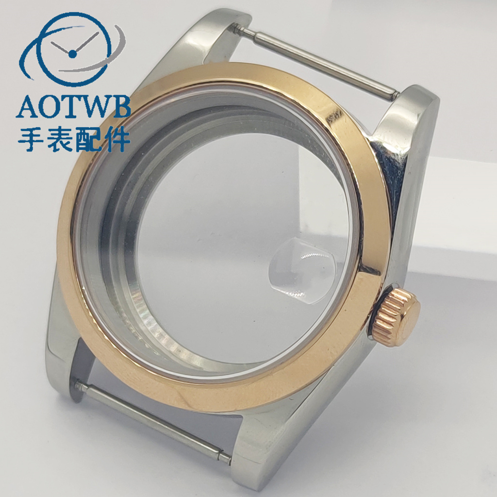 36/39mm玫金表壳配件适合NH35 ETA2824 PT5000 Miyota8215-DG机芯