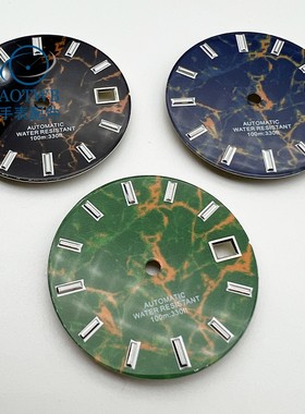 29mm表盘蓝/黑/绿盘适合NH35 NH36机芯3/3.8点位表冠表壳绿色夜光