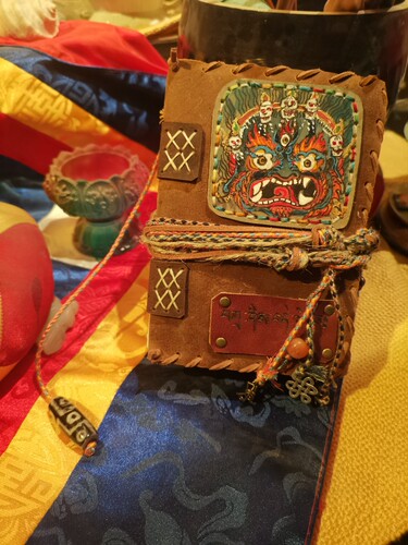 A6/64开手工本子复古纯皮藏式图案笔记本玛哈嘎拉/大黑天藏传护法