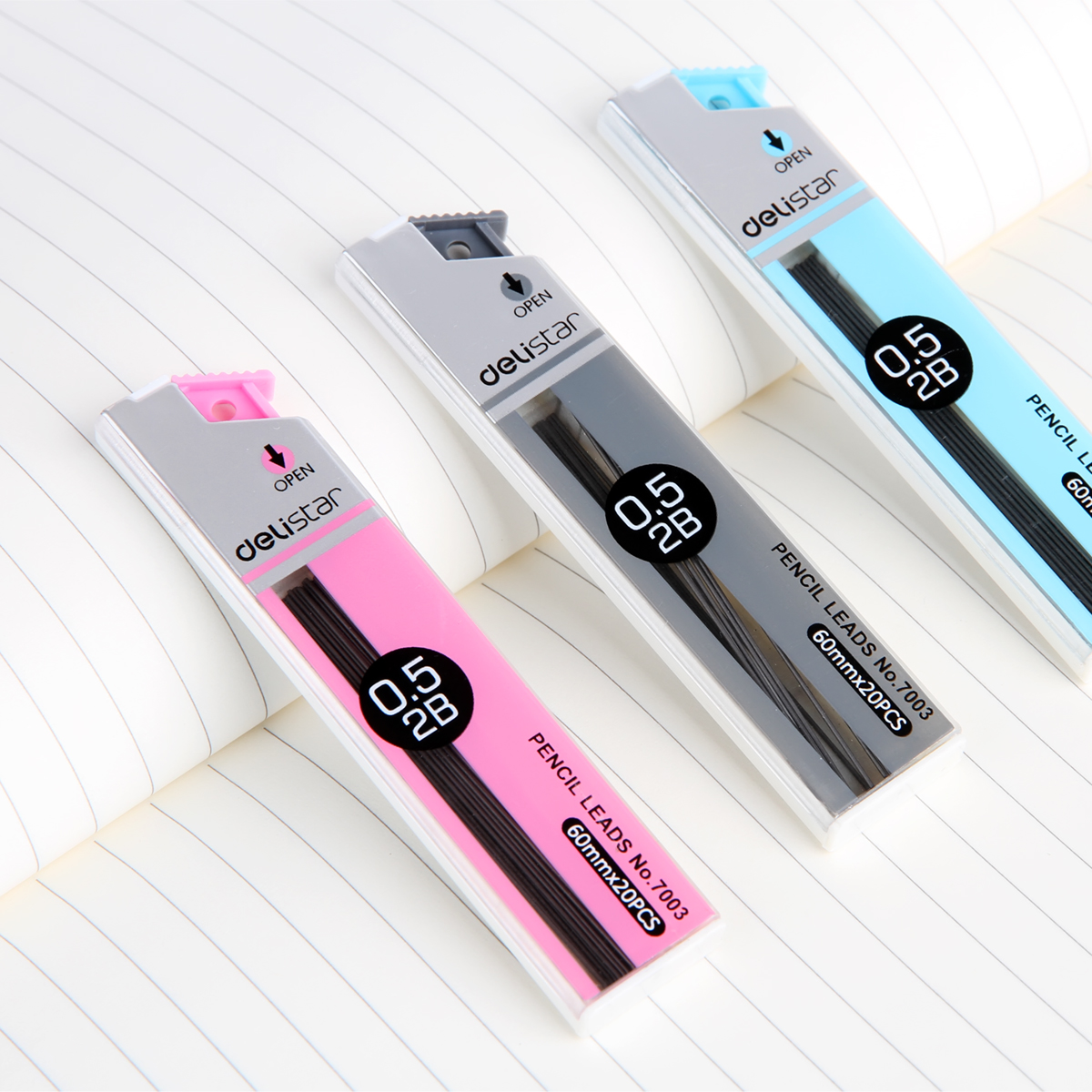 得力7003 优酷铅笔芯 2B笔芯 自动铅笔芯 树脂活动铅芯0.5mm0.7mm