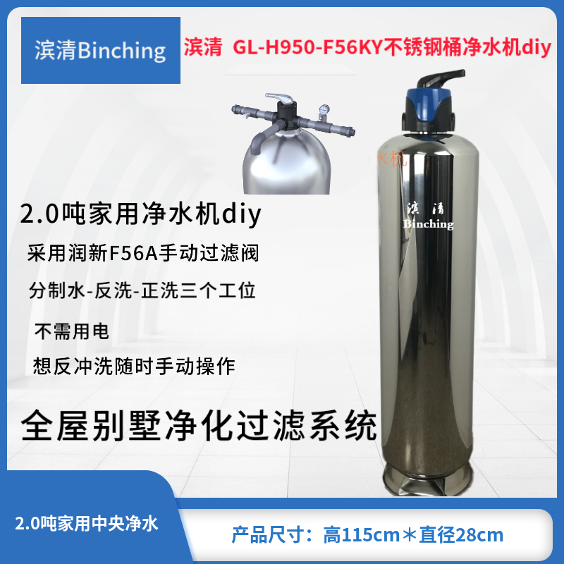 滨清 2吨中央净水机/GL-950-F56A/地下水井水活性炭过滤器/大流量