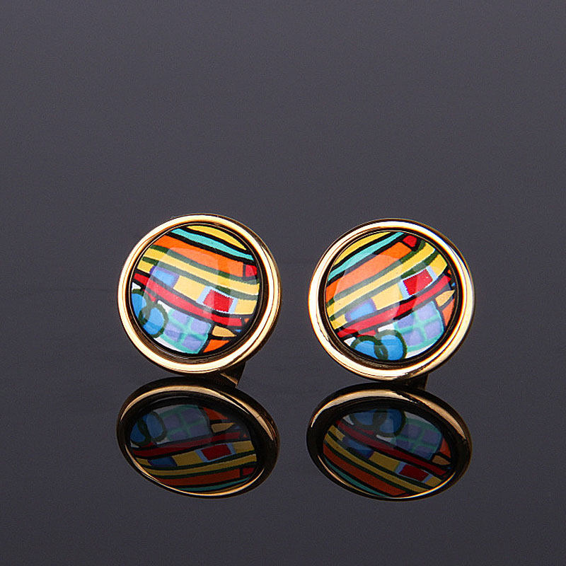 特色首饰彩环珐琅釉小圆耳钉耳环女欧美风七夕情人节生日饰品礼物