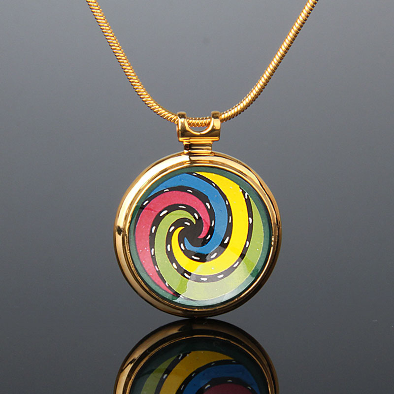 情人节礼物爱的漩涡珐琅黑绳卫衣法式小众项链女款生欧美送女友