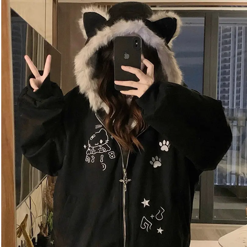 座山雕毛绒外套男女秋冬精美kt刺绣加厚宽松小众休闲保暖夹棉上衣,女装/女士精品,棉衣/棉服,淘宝优惠券,粉丝福利购,淘宝优惠卷