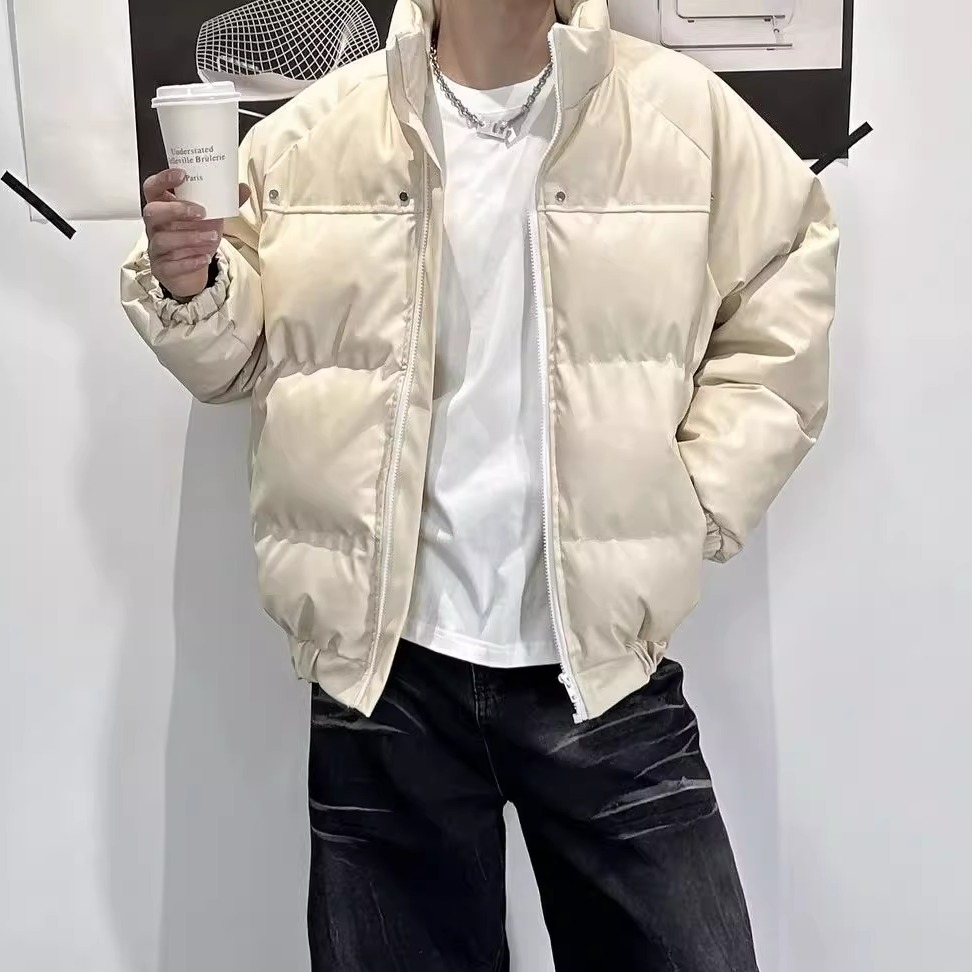 美式复古立领PU皮棉服男款冬季