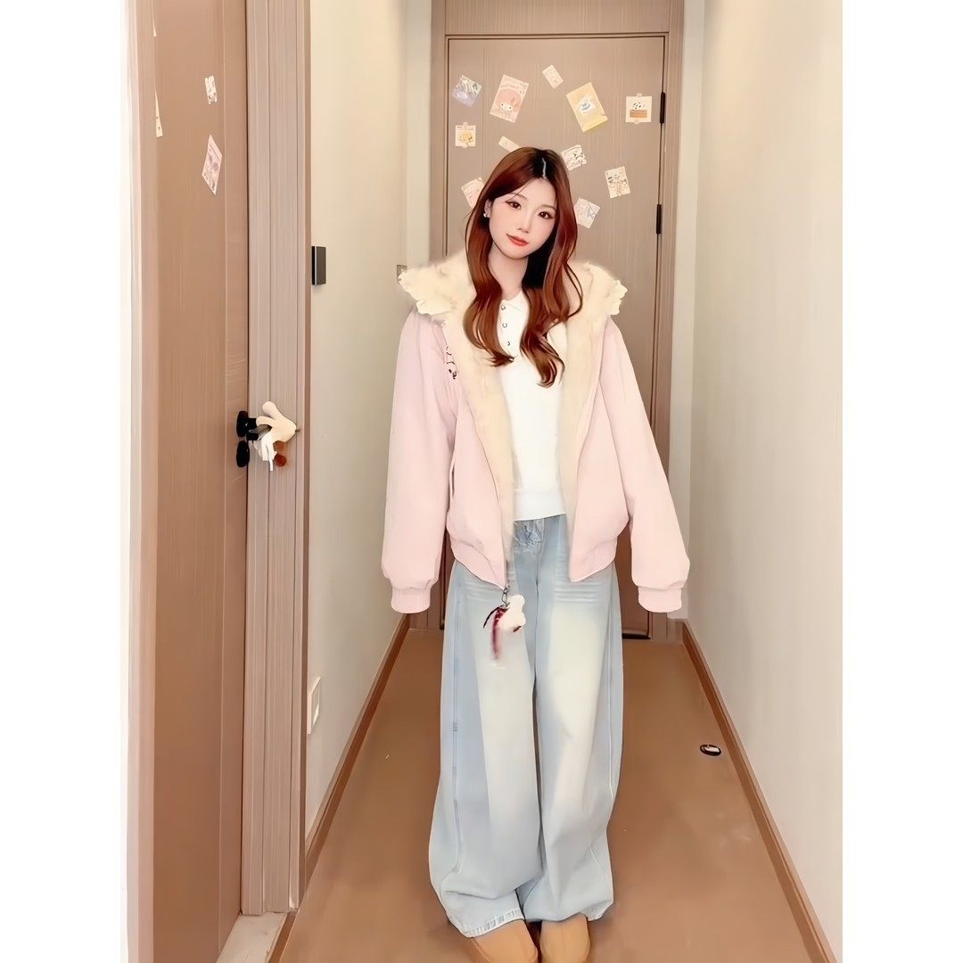 学院风冬季座山雕外套女款凯蒂猫挂件加绒加厚保暖连帽棉服派克服,女装/女士精品,棉衣/棉服,淘宝优惠券,粉丝福利购,淘宝优惠卷